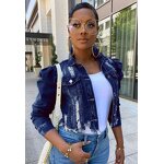 Denim Jacket Factory - OEM Fashion Beaded Short Sleeves Jacket