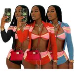 Three Piece Set Supplier - OEM Summer Contrast Color Tracksuit Set