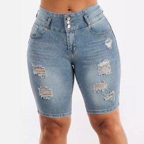 High-waisted Shorts Supplier - OEM Elastic Slim Hip-lifting Jeans