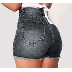 Denim Shorts Factory - OEM Stretch Slim Hole Fringe Shorts