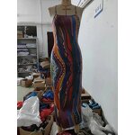 Midi Dress Supplier - OEM Abstract Print Spaghetti Strap Dress