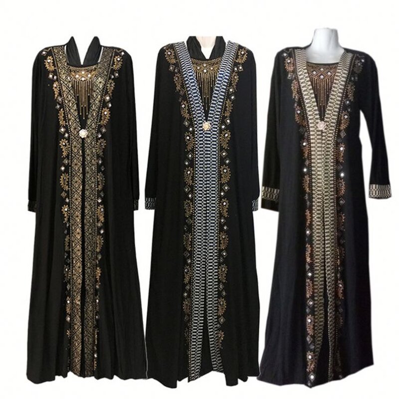 Islamic Robe Factory - OEM Striped Gold Pink Polyester Abaya
