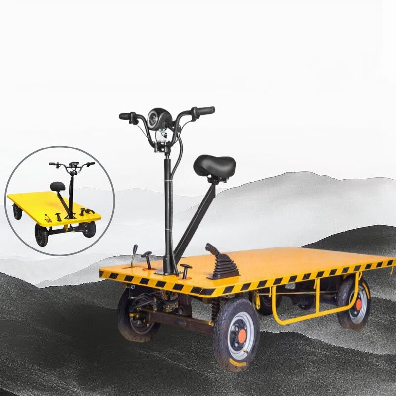 Electric Platform Trolley Manufacturer - 4 Wheels 1000 kg Ride Backwards Cargo