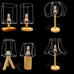 Table Lamp Kit Supplier - OEM Handmade Woven Solid Wood DIY