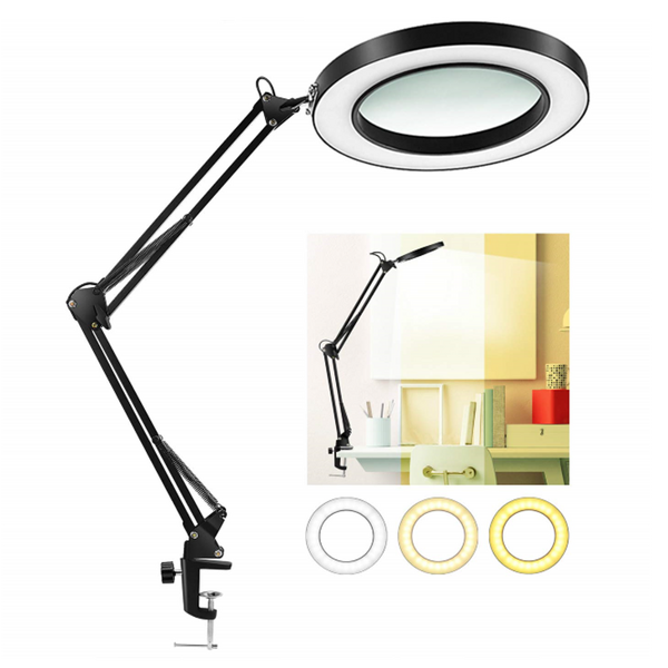 Metal Magnifying Glass Lamp Supplier - OEM 12W Clip-on 3 Color Modes