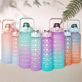 Water Bottle Factory - OEM 2000ML Frosted Gradient Large Capacity