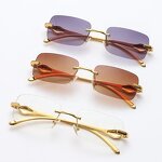 Designer Women Sunglasses Manufacturer - Wholesale Brand Metal Cheetah Diamond Cut Rimless