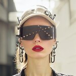 Oversized Punk Sunglasses Supplier - One-piece Rimless Rivet Shades for Women and Men