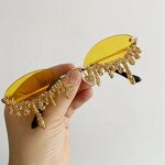 Rhinestone Sunglasses Factory - Luxury Rimless Oval Tear-shaped With Stone Fashion Diamond