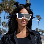 Men White Sunglasses Manufacturer - New Vintage Luxury One-piece Plastics Women Square