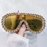 One-piece Lens Sunglasses Manufacturer - Luxury Fashion Mirror Leg Women Oversized Y2K Diamond