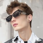 Punk Sunglasses Manufacturer - Metal Circle Rivet Black Small Square Shades