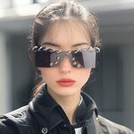 Metal Circle Sunglasses Factory - Punk Rivet Rimless Square Shades for Women and Men