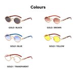 Wooden Temple Sunglasses Supplier - Retro Small Oval Luxury Vintage Punk Rhinestone Diamond
