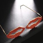 Women Lensless Glasses Supplier - Sexy Shiny Red Diamond Lip Shaped for Party