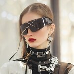 Oversized Punk Sunglasses Supplier - One-piece Rimless Rivet Shades for Women and Men