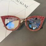 Rhinestone Sunglasses Manufacturer - New Luxury Women Oversized Diamond Cateye Glasses
