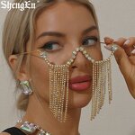 Rhinestone Tassel Glasses Manufacturer - Luxury Women Lensless Shiny Colorful for Party
