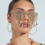 Rhinestone Tassel Glasses Factory - Luxury Lensless Colorful Diamond Eyeglasses Frames 2026