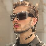 Metal Circle Sunglasses Factory - Punk Rivet Rimless Square Shades for Women and Men