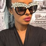 Black Cat Eye Sunglasses Supplier - Newest Oversized Crystal Diamond Oversize Glasses