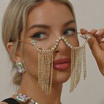 Rhinestone Tassel Glasses Manufacturer - Luxury Women Lensless Shiny Colorful for Party