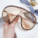 Plastic Frame Sunglasses Supplier - New One-piece Lens Vintage Oversized Diamond for Women