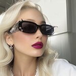 Punk Sunglasses Manufacturer - Metal Circle Rivet Black Small Square Shades