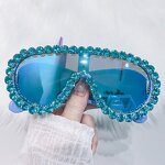 One-piece Lens Sunglasses Manufacturer - Luxury Fashion Mirror Leg Women Oversized Y2K Diamond