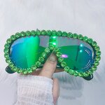 One-piece Lens Sunglasses Manufacturer - Luxury Fashion Mirror Leg Women Oversized Y2K Diamond