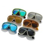 One-piece Lens Sunglasses Manufacturer - Luxury Fashion Mirror Leg Women Oversized Y2K Diamond