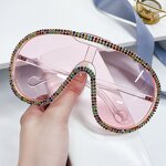 Plastic Frame Sunglasses Supplier - New One-piece Lens Vintage Oversized Diamond for Women