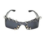 Metal Circle Sunglasses Factory - Punk Rivet Rimless Square Shades for Women and Men