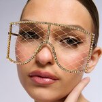 Luxury Eyeglasses Frames Factory - Women Lensless Oversized Grid Diamond 2025