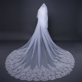 Sequins Lace Veil Factory - OEM EU Trailing Wedding Veil
