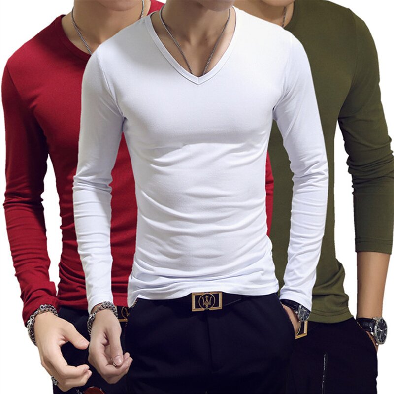 V Neck T-shirt Supplier - OEM Wholesale Cheap Long Sleeve