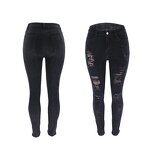 Women Jeans Supplier - OEM EU Broken Hole Slim-fit Peach Butt