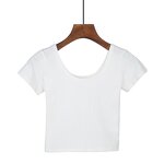 Girl Crop Tops Manufacturer - OEM Women's Solid Color Round Neck