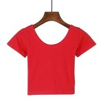 Girl Crop Tops Manufacturer - OEM Women's Solid Color Round Neck
