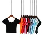 Girl Crop Tops Manufacturer - OEM Women's Solid Color Round Neck