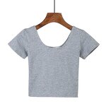 Girl Crop Tops Manufacturer - OEM Women's Solid Color Round Neck