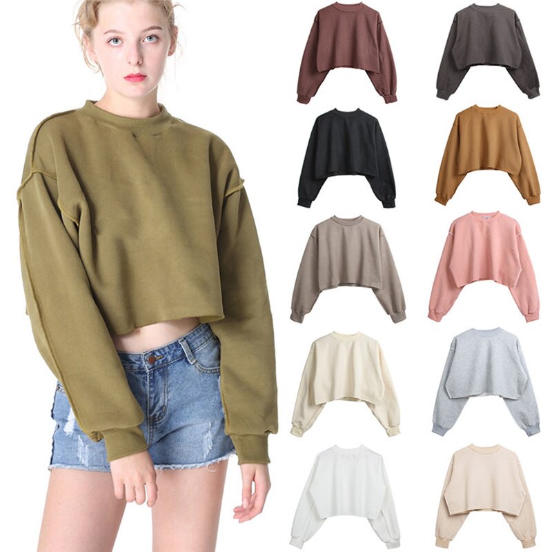 Crop Top Hoodies Manufacturer - OEM Fleece Fashion Woman Girl