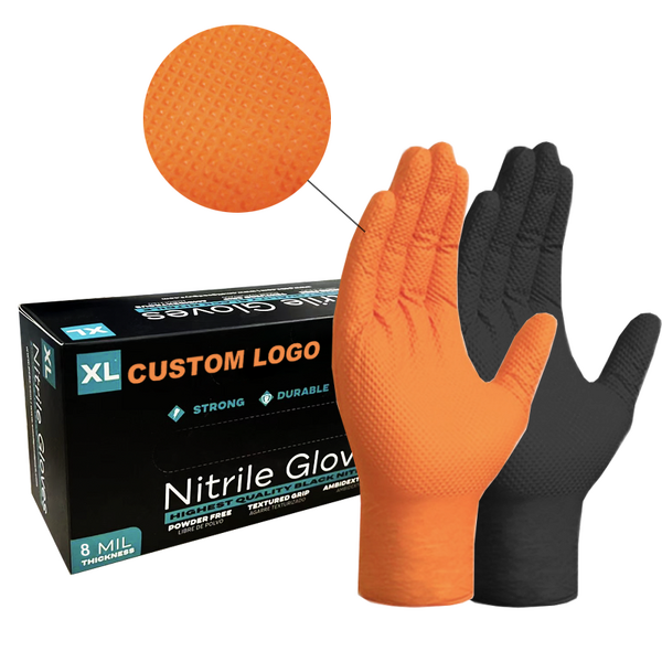 Pure Nitrile Glove Manufacturer - OEM 8 Mil Diamond Texture Custom