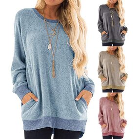 Women Tunic Tops Factory - OEM Crewneck Casual Long Sleeve Color