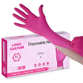Hot Pink Nitrile Glove Factory - OEM 3 Mil Tattoo Food Service