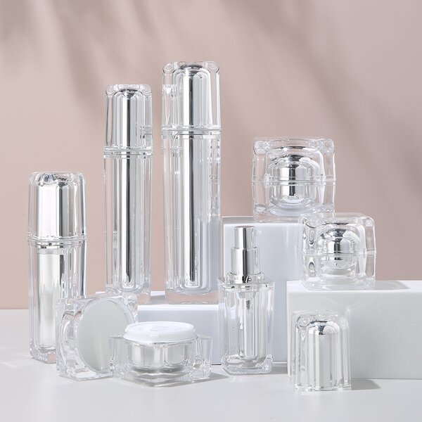 Silver Cosmetic Jar Supplier - OEM 15-100ml Acrylic Bottle Set
