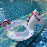 Custom Logo Inflatable Swim Ring Manufacturer - Glitter Unicorn Pool Float