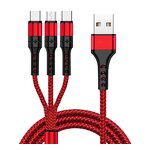 USB Cable Manufacturer - OEM 5A Fast 3 in 1 Nylon Braided
