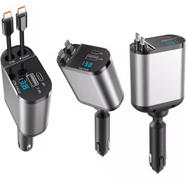Retractable Cable Car Charger Manufacturer - OEM 66W 4 in 1