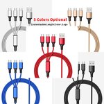 3 in 1 Nylon Cable Supplier - OEM Free Custom logo 2.8A Charging